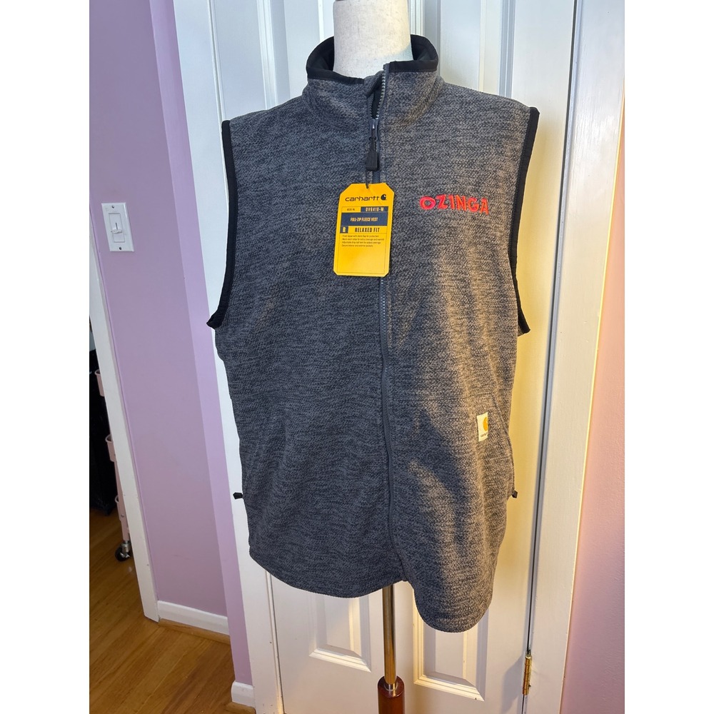 Carhartt Mens Relaxed Fit Full-Zip Fleece Vest Charcoal Gray OV6418-M Ozinga L